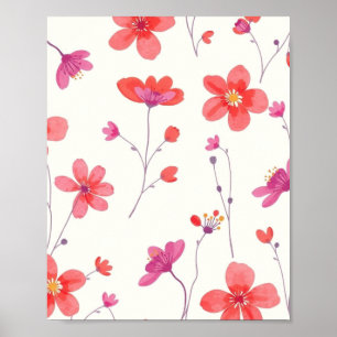 Affiche murale d'art en ligne florale abstraite mi