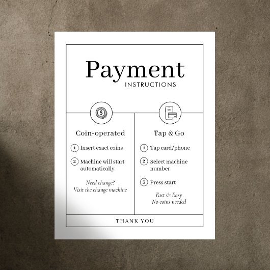 Affiche murale de instructions de paiement minimal
