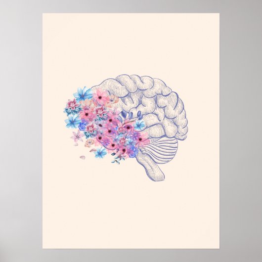 Affiche murale de l'anatomie du cerveau floral (Devant)