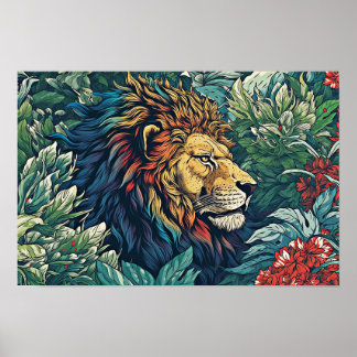 Affiche murale de lion, Illustration d'art