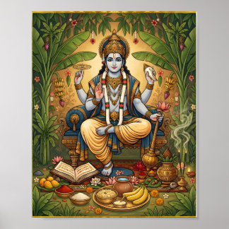 Affiche murale dévotionnelle de Lord Satyanarayana