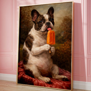 Affiche murale drôle de bouledogue français sucett