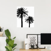 Affiche murale en silhouette de palmier noir et bl (Bureau à domicile)