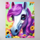 Affiche murale enfantine Cheval Poney Coloré (Devant)