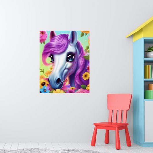 Affiche murale enfantine Cheval Poney Coloré (Pépinière 1)