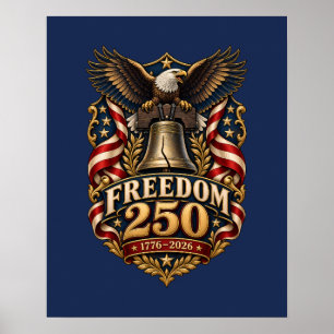 Affiche murale FREEDOM 250 Liberty Bell Eagle Navy