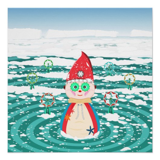 Affiche murale - Illustration tardive de Noël. (Devant)