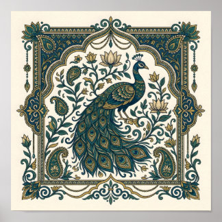 Affiche murale indienne à motifs cachemire et lotu
