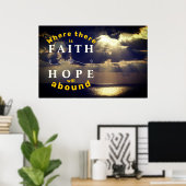 Affiche murale inspirante Faith & Hope Sunset (Bureau à domicile)
