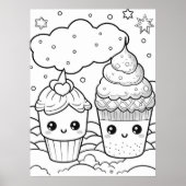 Affiche murale Kawaii à colorier (Devant)
