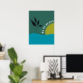 affiche murale minimaliste vert soleil tendance (Bureau à domicile)