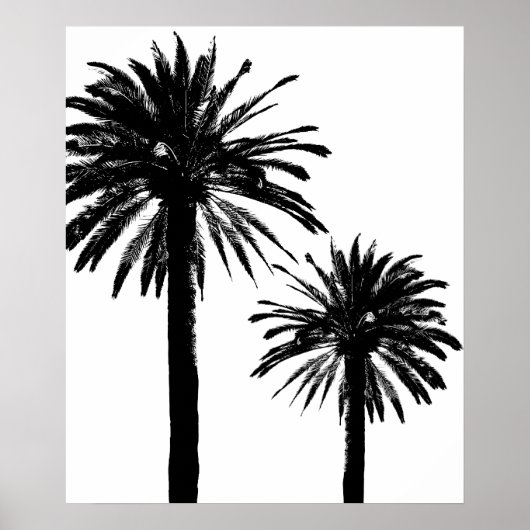 Affiche murale silhouette de palmier noir et blanc (Devant)