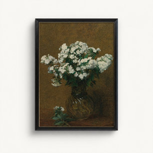 Affiche murale vase floral blanc antique