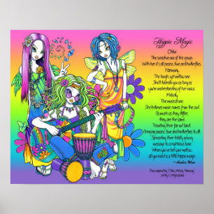 Affiche musicale de poème de fées d'arc-en-ciel