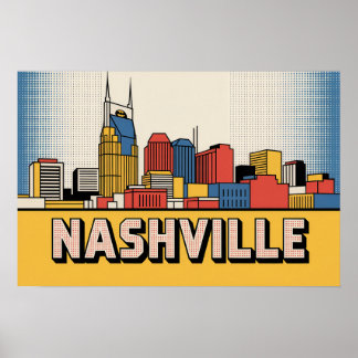 Affiche Nashville Skyline – Pop art gras du Tennes
