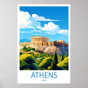 Affiche nationale de ski de voyage à Athènes Parc