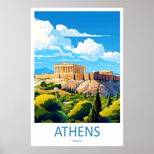 Affiche nationale de ski de voyage à Athènes Parc (Devant)