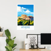 Affiche nationale de ski de voyage à Athènes Parc (Bureau à domicile)