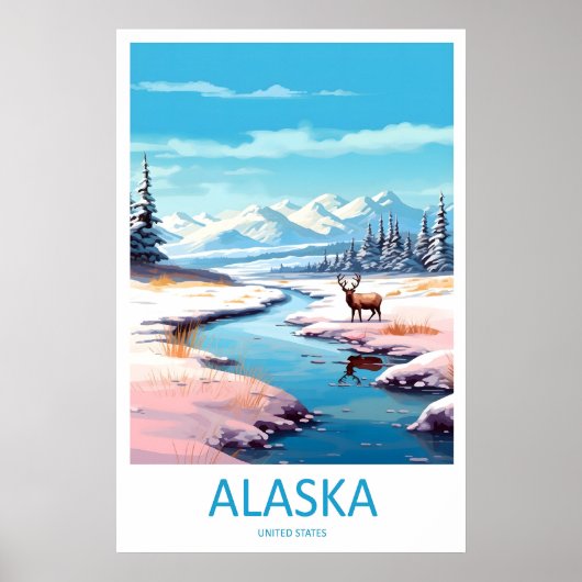 Affiche nationale vintage de ski du parc d'Alaska (Devant)