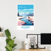 Affiche nationale vintage de ski du parc d'Alaska (Bureau à domicile)