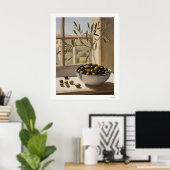Affiche nature morte d'olives par la fenêtre (Bureau à domicile)