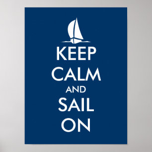 Affiche nautique avec navire   Gardez votre calme 