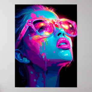 Affiche Neon Aura   Impression d'art pop Baddie en