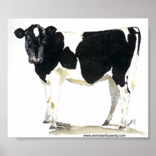 affiche noire et blanche de vache
