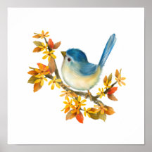 Affiche Oiseau Bleu Imprimer