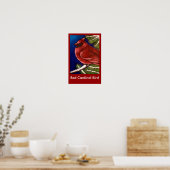 AFFICHE OISEAU CARDINAL ROUGE (Cuisine)