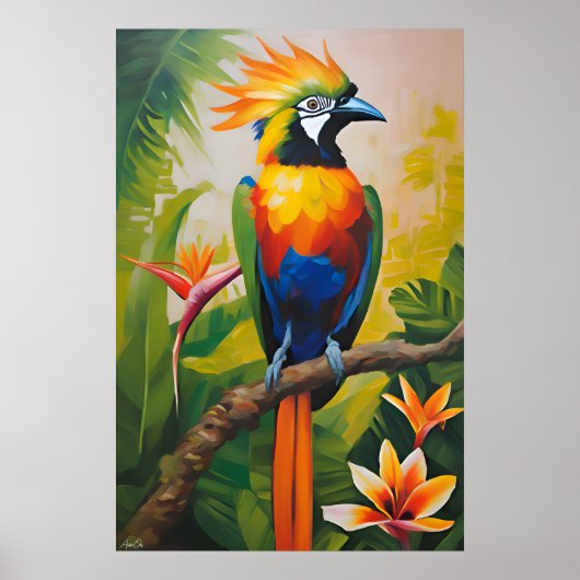 Affiche | Oiseau du paradis | Style de peinture à  (Devant)