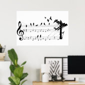 Affiche Oiseaux sur une note (Bureau à domicile)