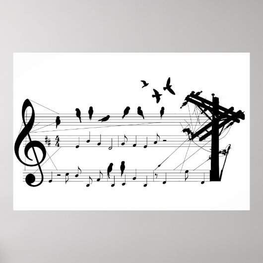 Affiche Oiseaux sur une note (Devant)