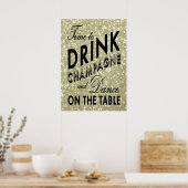 Affiche Or Temps de Boire du Champagne (Cuisine)