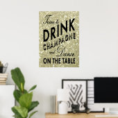 Affiche Or Temps de Boire du Champagne (Bureau à domicile)