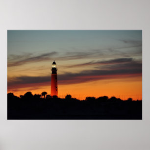 Affiche orange de ciel de sorbet de phare