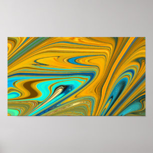 Affiche orange et turquoise d'art moderne