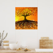Affiche originale d'arbre aux racines grunge en dé (Cuisine)
