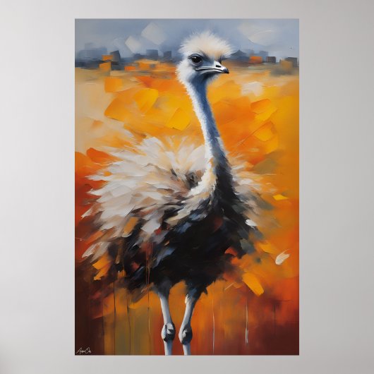 Affiche | Ostrich | Style de peinture à l'huile (Devant)