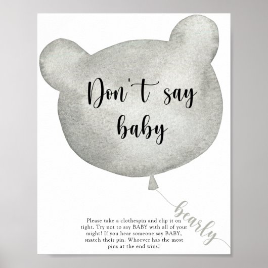 Affiche Ours en ballon Ne dites pas bébé (Devant)