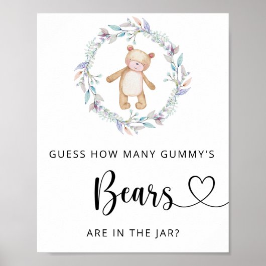 Affiche ours en peluche devine combien d'ours GUMM (Devant)