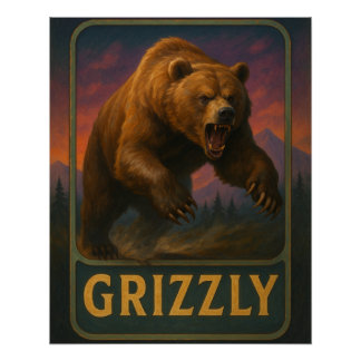 Affiche Ours Grizzly