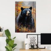Affiche | Ours noir | Style de peinture à l'huile (Bureau à domicile)
