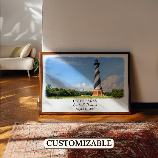 Affiche Outer Banks Caroline du Nord, Aquarelle