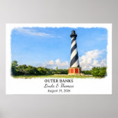 Affiche Outer Banks Caroline du Nord, Aquarelle (Devant)