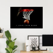 Affiche panoramique de basket-ball J'aime ce jeu (Bureau à domicile)