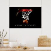 Affiche panoramique de basket-ball J'aime ce jeu (Cuisine)