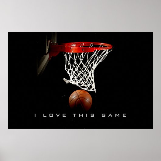 Affiche panoramique de basket-ball J'aime ce jeu (Devant)