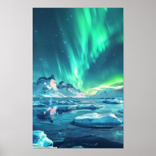 Affiche panoramique de l'Antarctique Aurora Boreal