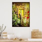 affiche paon dans le cadre DE 14.95 (Cuisine)